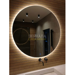 Круглое зеркало с парящей подсветкой для ванной комнаты Мун 130 см